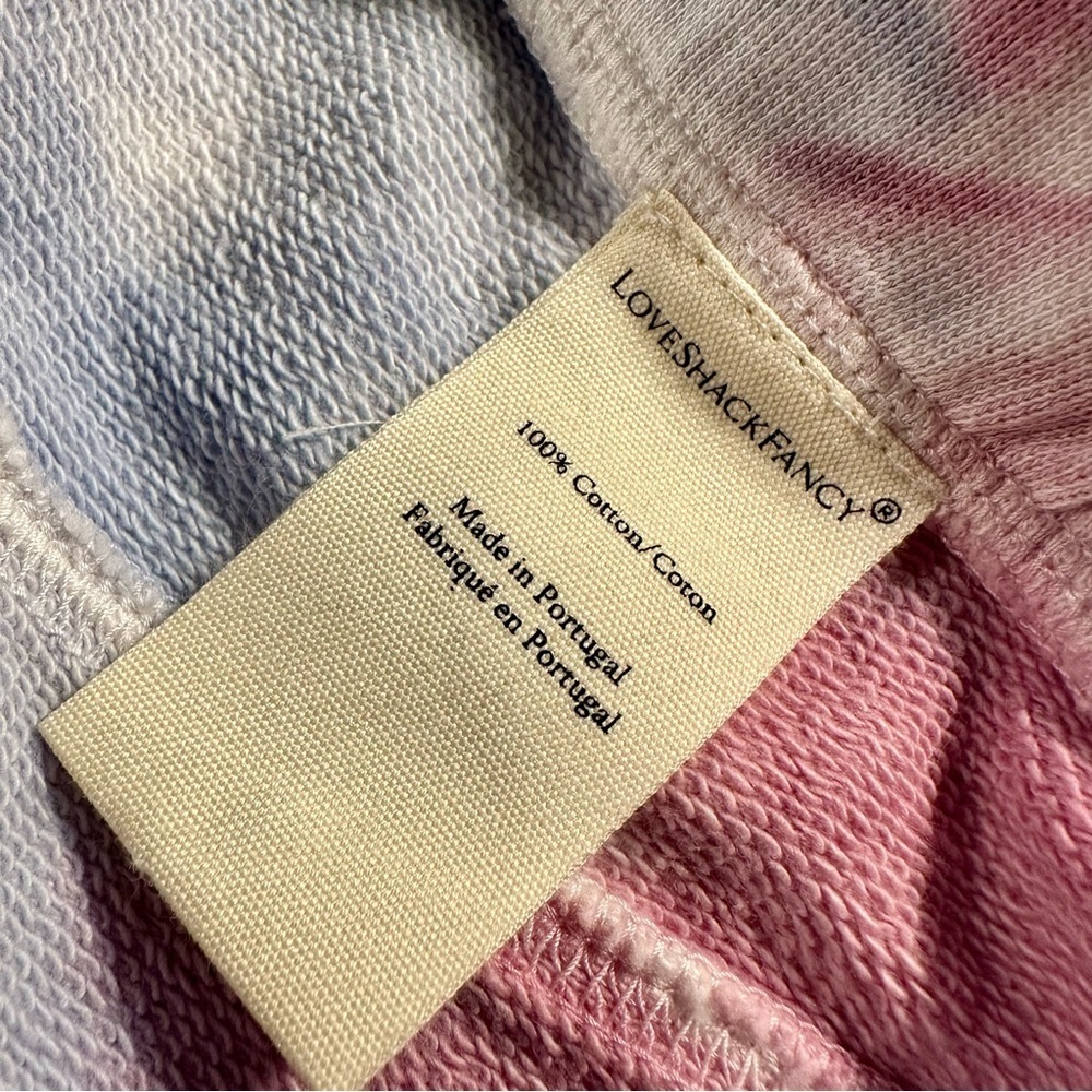 NWT LoveShackFancy ‘Etty’ Cropped Jogger Pant in Pink & Blue Tie Dyed Cotton XS - Picture 8 of 16